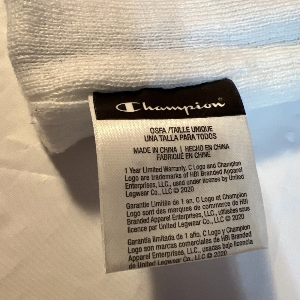 CHAMPION AUTHENTIC BEANIE HAT MEN'S REVERSIBLE OS WHITE EMBROIDERED LOGO DESIGN